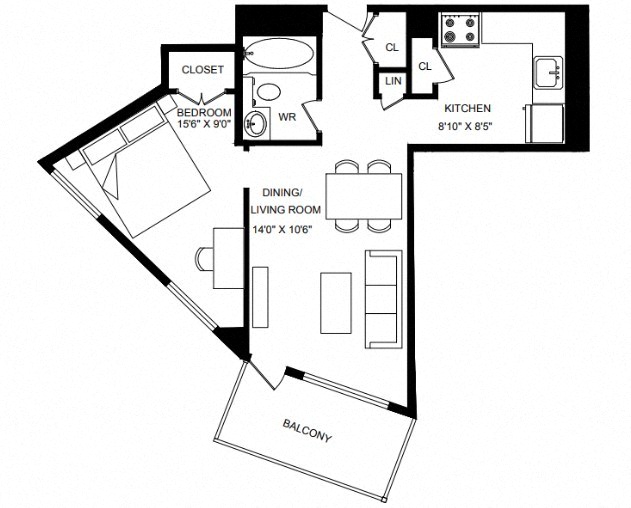 Floor plan layout diagram for 1F